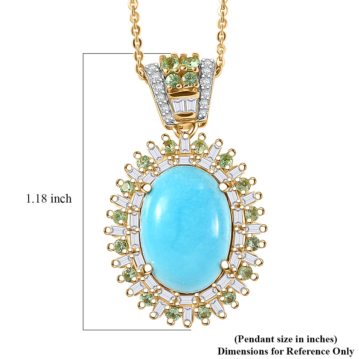D'Joy Sleeping Beauty Turquoise and Multi Gemstone 6.50 ctw Pendant Necklace in 18K Vermeil Yellow Gold Over Sterling Silver 20 Inches image number 5