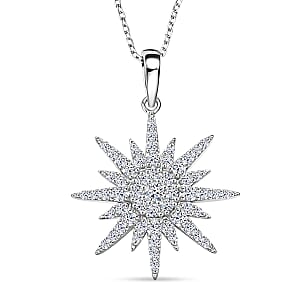 Luxuriant Lab Grown Diamond G-H SI 1.00 ctw Pendant Necklace in Rhodium Over Sterling Silver 20 Inches 