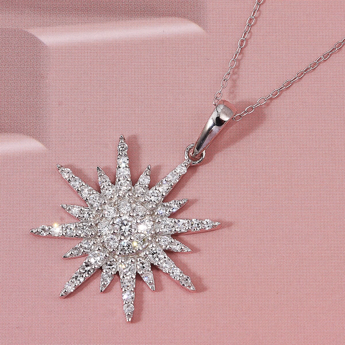 Luxuriant Lab Grown Diamond G-H SI 1.00 ctw Pendant Necklace in Rhodium Over Sterling Silver 20 Inches  image number 1