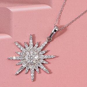 Luxuriant Lab Grown Diamond G-H SI 1.00 ctw Pendant Necklace in Rhodium Over Sterling Silver 20 Inches 
