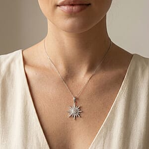 Luxuriant Lab Grown Diamond G-H SI 1.00 ctw Pendant Necklace in Rhodium Over Sterling Silver 20 Inches 