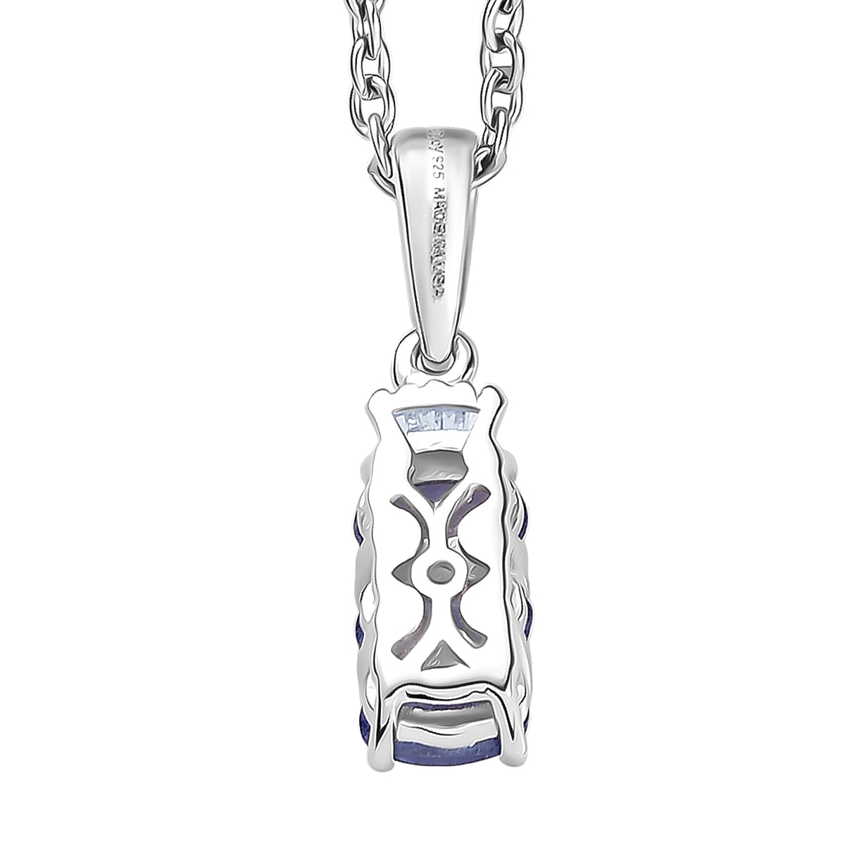 Doorbuster D'Joy Premium Tanzanite and Diamond 0.70 ctw Trinity Ballerina Pendant Necklace in Rhodium Over Sterling Silver 20 Inches (Del. in 10-12 Days)  image number 4