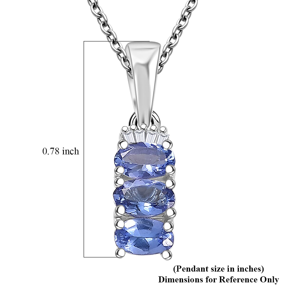 Doorbuster D'Joy Premium Tanzanite and Diamond 0.70 ctw Trinity Ballerina Pendant Necklace in Rhodium Over Sterling Silver 20 Inches (Del. in 10-12 Days)  image number 5