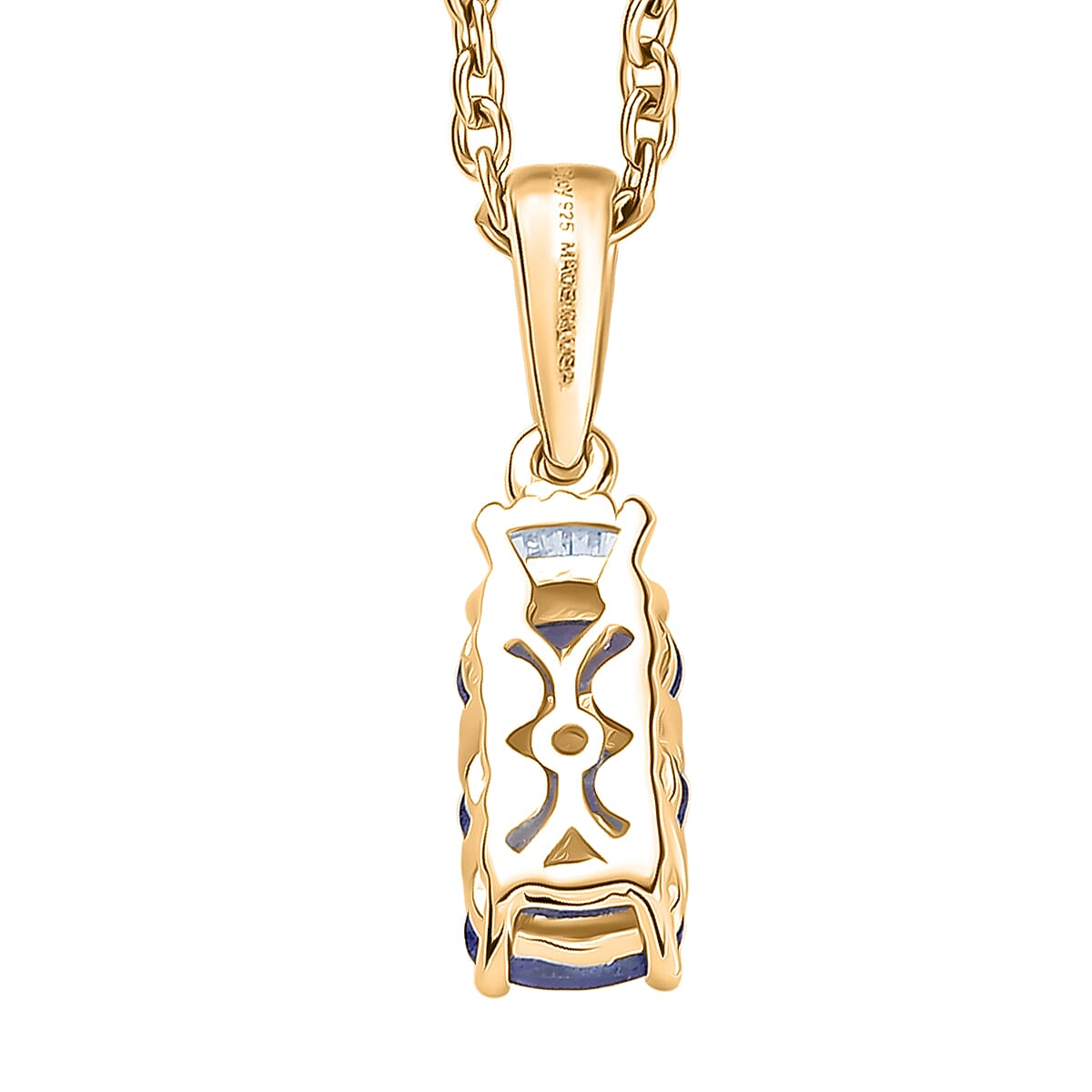 Doorbuster D'Joy Premium Tanzanite and Diamond 0.75 ctw Trinity Ballerina Pendant Necklace in 18K Vermeil Yellow Gold Over Sterling Silver 20 Inches (Del. in 10-12 Days) image number 4