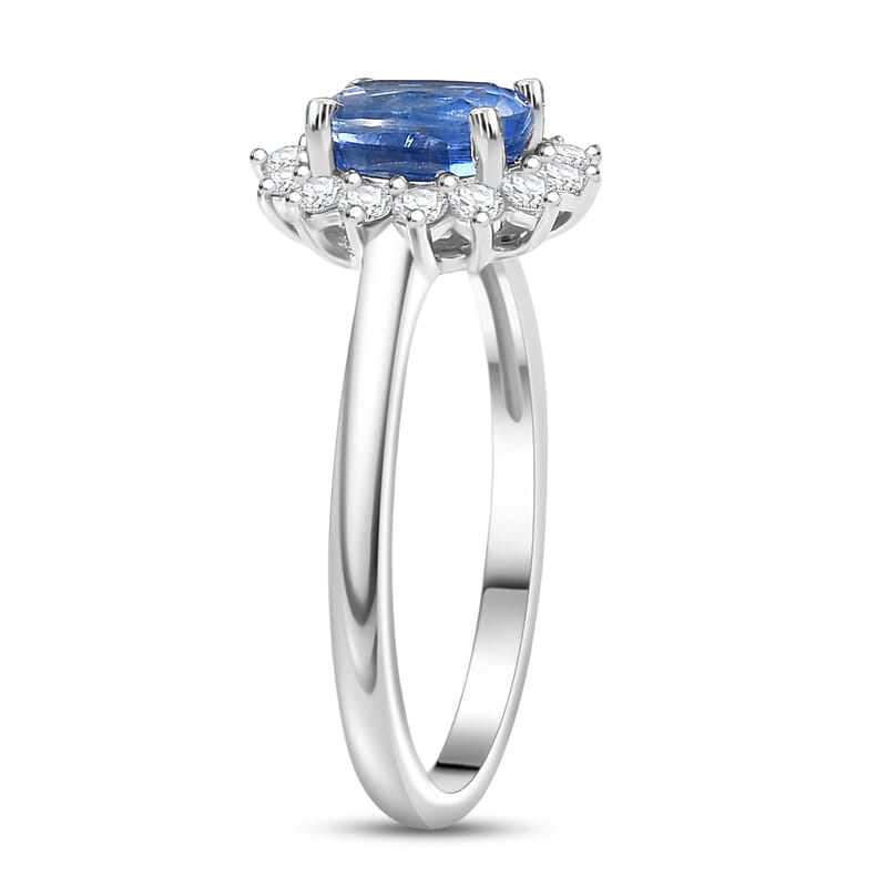 D'Joy Premium Kashmir Kyanite, White Zircon Ring (Size 9.0) and Earrings in Platinum Over Sterling Silver 2.80 ctw