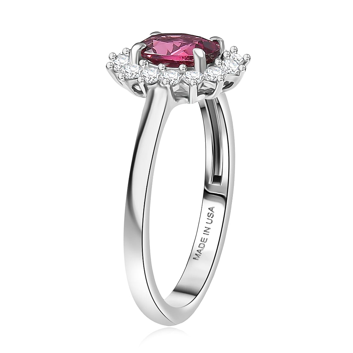 D'Joy Premium Tanzanian Wine Garnet and White Zircon 2.65 ctw Ring (Size 5.0) and Earrings in Platinum Over Sterling Silver image number 5