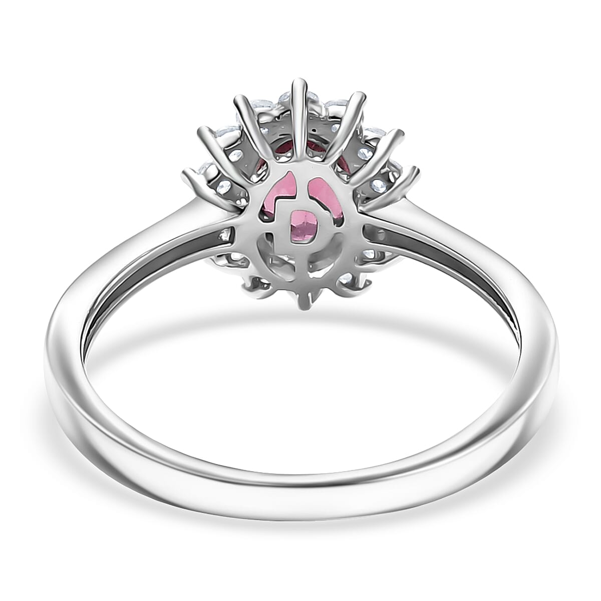 D'Joy Premium Tanzanian Wine Garnet and White Zircon 2.65 ctw Ring (Size 7.0) and Earrings in Platinum Over Sterling Silver image number 4