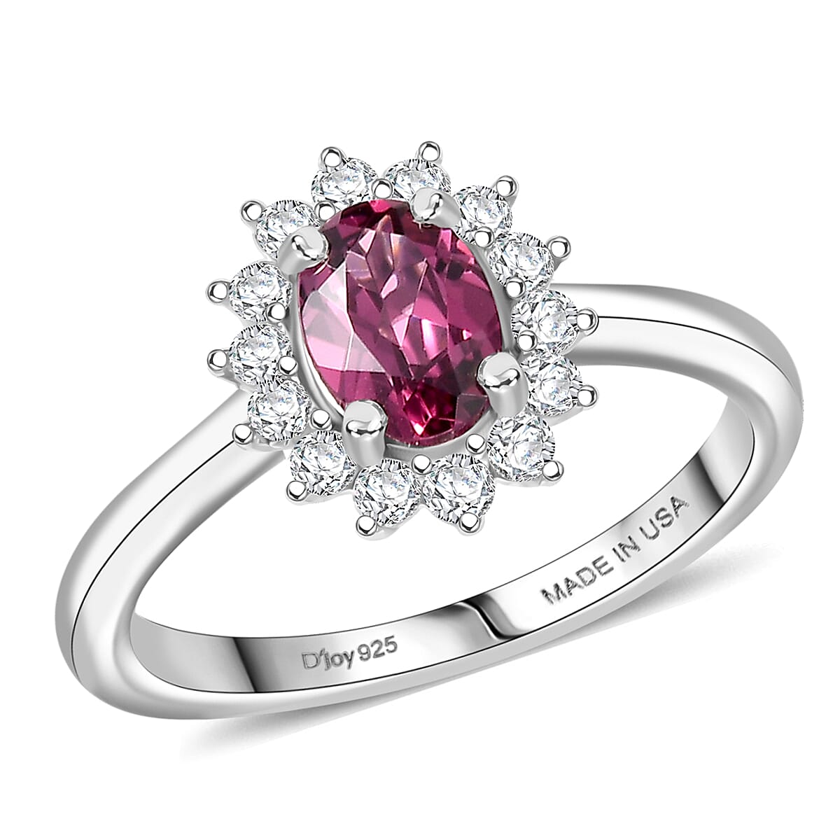 D'Joy Premium Tanzanian Wine Garnet and White Zircon 2.65 ctw Ring (Size 8.0) and Earrings in Platinum Over Sterling Silver