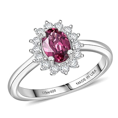D'Joy Premium Tanzanian Wine Garnet and White Zircon 2.65 ctw Ring (Size 8.0) and Earrings in Platinum Over Sterling Silver