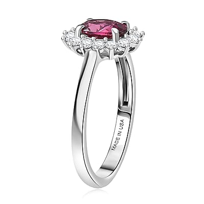 D'Joy Premium Tanzanian Wine Garnet and White Zircon 2.65 ctw Ring (Size 8.0) and Earrings in Platinum Over Sterling Silver
