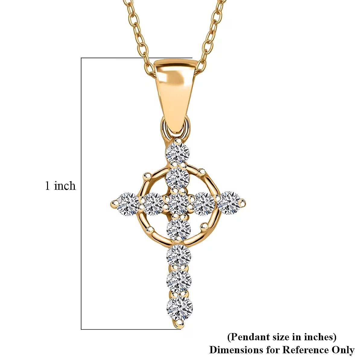Doorbuster Luxuriant Lab Grown Diamond G-H SI 0.50 ctw Divine Cross Crown Pendant Necklace in 18K Vermeil Yellow Gold Over Sterling Silver 20 Inches image number 6