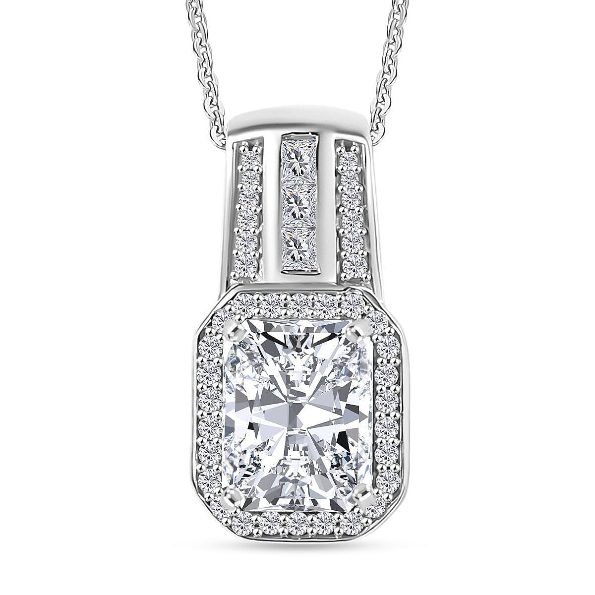 D'Joy Moissanite 2.90 ctw Art Deco Pendant Necklace in Rhodium Over Sterling Silver 20 Inches image number 0