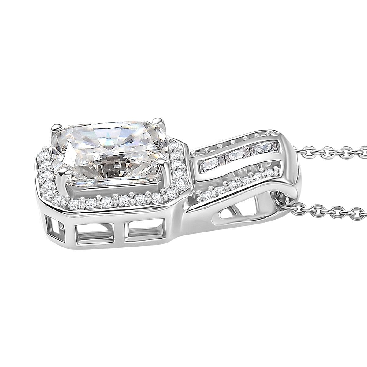 D'Joy Moissanite 2.90 ctw Art Deco Pendant Necklace in Rhodium Over Sterling Silver 20 Inches image number 3