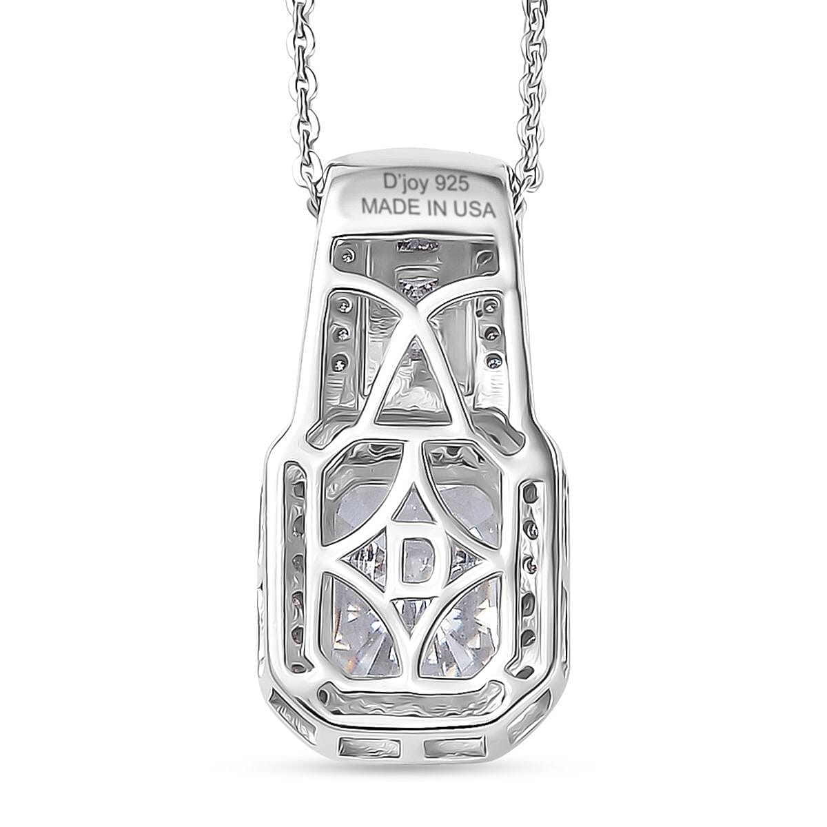 D'Joy Moissanite Art Deco Pendant Necklace in Rhodium Over Sterling Silver 2.90 ctw (20 Inches)