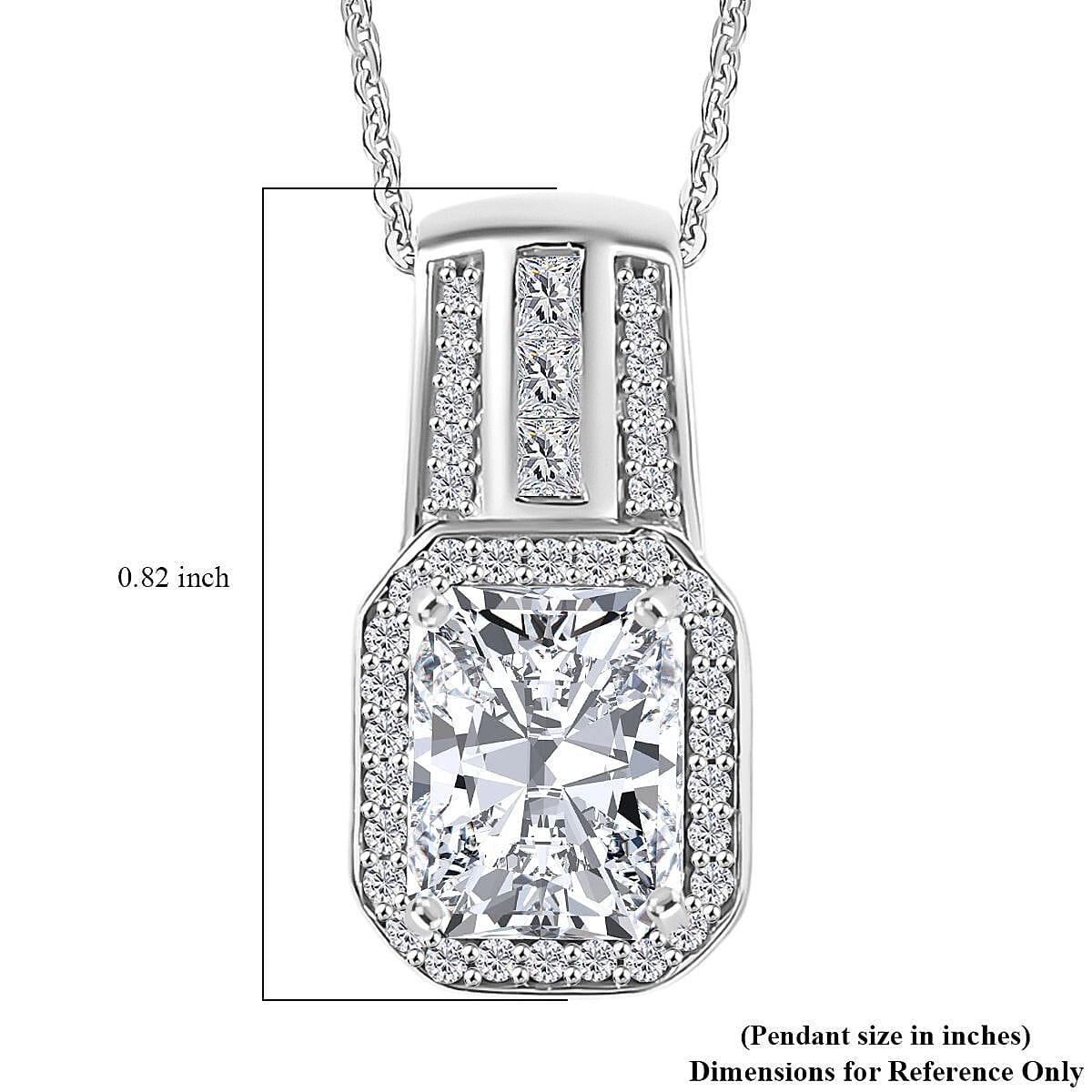 D'Joy Moissanite Art Deco Pendant Necklace in Rhodium Over Sterling Silver 2.90 ctw (20 Inches)