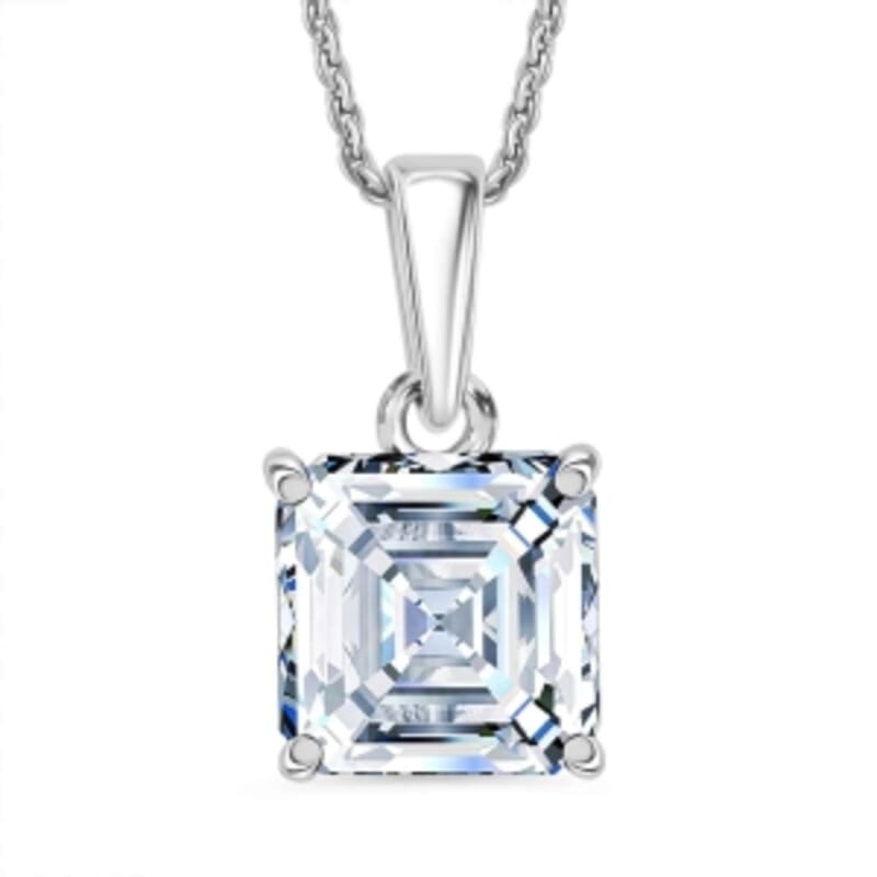 Moissanite 1.90 ctw Pendant Necklace (20 Inches) in Rhodium Over Sterling Silver