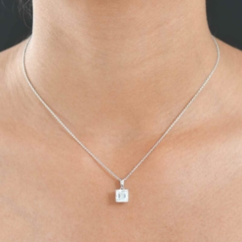 Moissanite 1.90 ctw Pendant Necklace (20 Inches) in Rhodium Over Sterling Silver