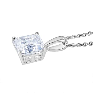 Moissanite 1.90 ctw Pendant Necklace (20 Inches) in Rhodium Over Sterling Silver
