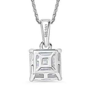Moissanite 1.90 ctw Pendant Necklace (20 Inches) in Rhodium Over Sterling Silver