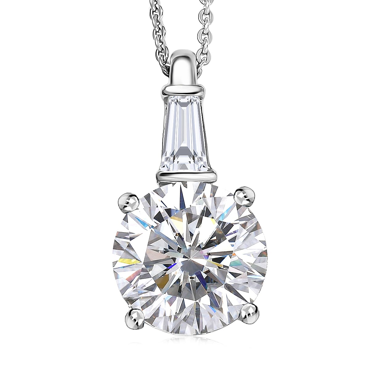 D'Joy Heart & Arrow Cut Moissanite 3.70 ctw Pendant Necklace in Rhodium Over Sterling Silver 20 Inches image number 0