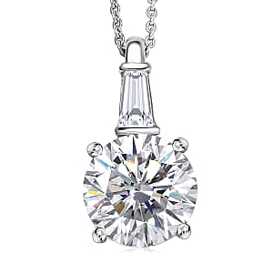 D'Joy Heart & Arrow Cut Moissanite 3.70 ctw Pendant Necklace in Rhodium Over Sterling Silver 20 Inches