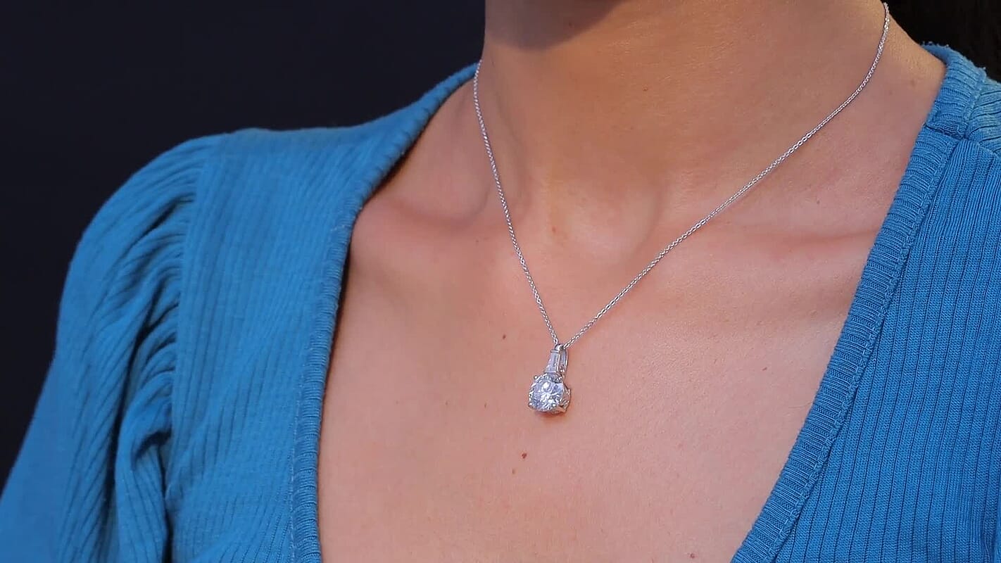 D'Joy Heart & Arrow Cut Moissanite 3.70 ctw Pendant Necklace in Rhodium Over Sterling Silver 20 Inches