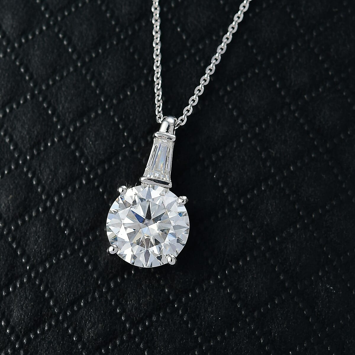 D'Joy Heart & Arrow Cut Moissanite 3.70 ctw Pendant Necklace in Rhodium Over Sterling Silver 20 Inches image number 1
