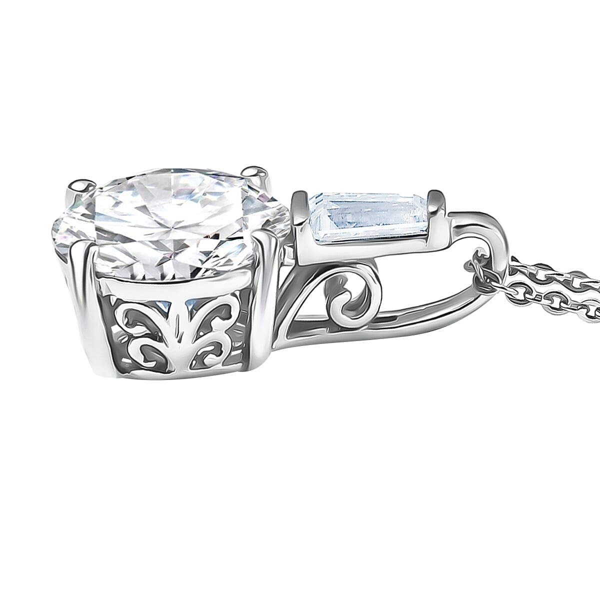 D'Joy Heart & Arrow Cut Moissanite 3.70 ctw Pendant Necklace in Rhodium Over Sterling Silver 20 Inches image number 3