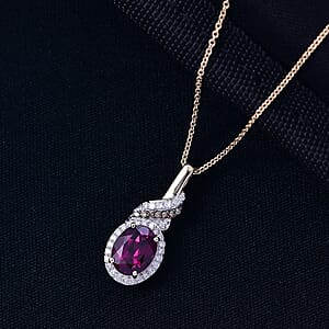 Doorbuster AAA Radiant Ember Garnet, Luxuriant Lab Grown Diamond E-F VS and Natural Champagne Diamond I2 2.50 ctw Flame Crown Pendant Necklace in 10K Yellow Gold 20 Inches