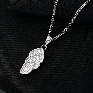 D'Joy Fancy Pendant in Platinum Over Sterling Silver with Stainless Steel Chain (20 Inches)