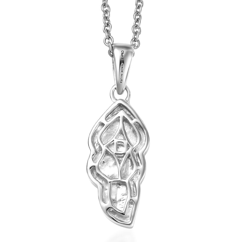 D'Joy Triple Leaf Harmony Pendant in Platinum Over Sterling Silver with Stainless Steel Necklace (20 Inches)