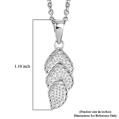 D'Joy Triple Leaf Harmony Pendant in Platinum Over Sterling Silver with Stainless Steel Necklace (20 Inches)