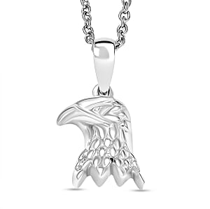 D'Joy Eagle Pendant in Platinum Over Sterling Silver with Stainless Steel Chain (20 Inches)
