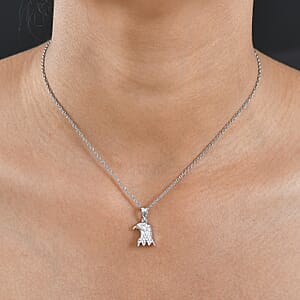 D'Joy Eagle Pendant in Platinum Over Sterling Silver with Stainless Steel Chain (20 Inches)