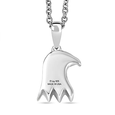 D'Joy Eagle Pendant in Platinum Over Sterling Silver with Stainless Steel Necklace (20 Inches)