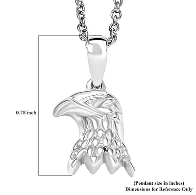 D'Joy Eagle Pendant in Platinum Over Sterling Silver with Stainless Steel Necklace (20 Inches)