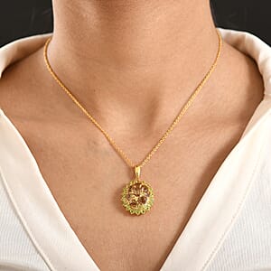 EverTrue Autumn Alexite, Multi Gemstone Pendant in 18K YG Plated with ION Plated YG Stainless Steel Necklace 6.80 ctw (20 Inches)