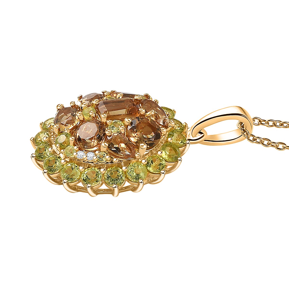 EverTrue Autumn Alexite, Multi Gemstone Pendant in 18K YG Plated with ION Plated YG Stainless Steel Necklace 6.80 ctw (20 Inches) image number 3