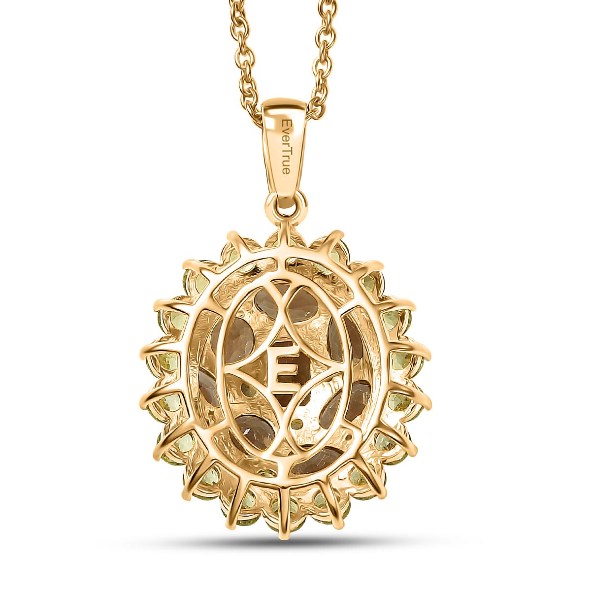 EverTrue Autumn Alexite and Multi Gemstone 6.80 ctw Golden Verdant Bloom Pendant in 18K YG Plated with ION Plated YG Stainless Steel Necklace 20 Inches