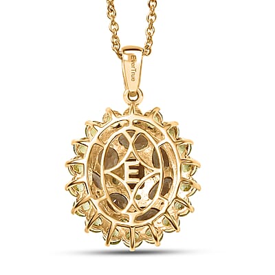EverTrue Autumn Alexite and Multi Gemstone 6.80 ctw Golden Verdant Bloom Pendant in 18K YG Plated with ION Plated YG Stainless Steel Necklace 20 Inches