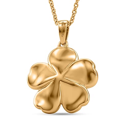 EverTrue Bronzella Collection Floral Pendant in 18K YG Plated Bronze with ION Plated YG Stainless Steel Necklace (20 Inches)