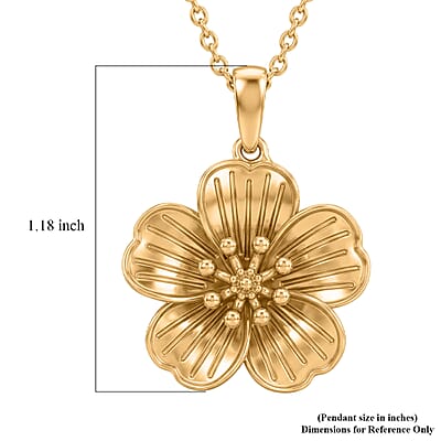 EverTrue Bronzella Collection Floral Pendant in 18K YG Plated Bronze with ION Plated YG Stainless Steel Necklace (20 Inches)