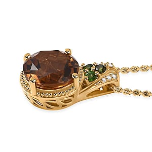 EverTrue Autumn Alexite, Multi Gemstone Pendant in 18K YG Plated with ION Plated YG Stainless Steel Necklace 6.40 ctw (20 Inches)