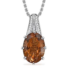 Doorbuster EverTrue Autumn Alexite and White Zircon 7.75 ctw Pendant in Platinum Bond with Stainless Steel Necklace 20 Inches