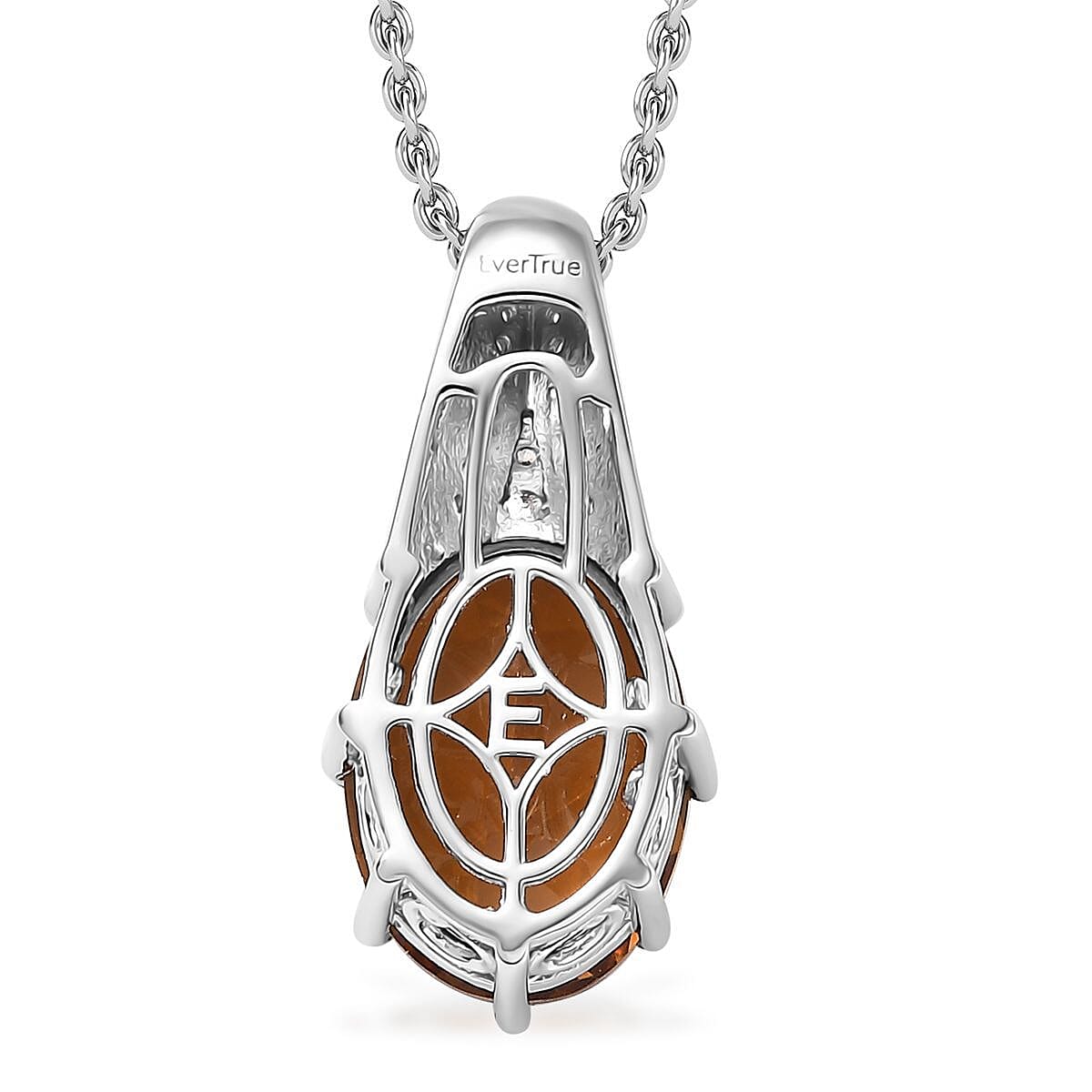 Doorbuster EverTrue Autumn Alexite and White Zircon 7.75 ctw Pendant in Platinum Bond with Stainless Steel Necklace 20 Inches image number 4