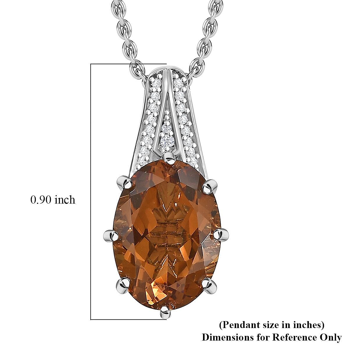 Doorbuster EverTrue Autumn Alexite and White Zircon 7.75 ctw Pendant in Platinum Bond with Stainless Steel Necklace 20 Inches image number 6
