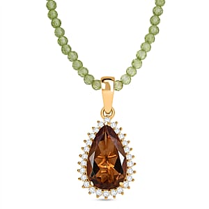 Doorbuster EverTrue Autumn Alexite and Multi Gemstone 40.85 ctw Pendant Necklace in 18K Yellow Gold Plated 20 Inhces