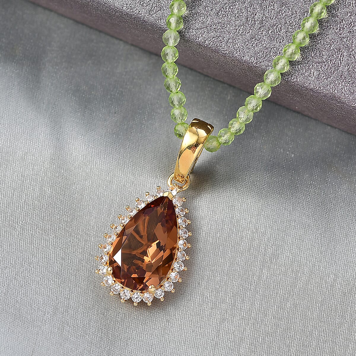 Doorbuster EverTrue Autumn Alexite and Multi Gemstone 40.85 ctw Pendant Necklace in 18K Yellow Gold Plated 20 Inhces image number 1
