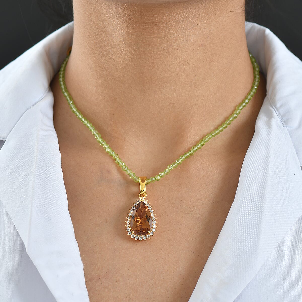 Doorbuster EverTrue Autumn Alexite and Multi Gemstone 40.85 ctw Pendant Necklace in 18K Yellow Gold Plated 20 Inhces image number 2