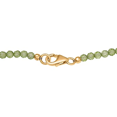 EverTrue Autumn Alexite, White Zircon Pendant with Peridot Beaded Necklace in 18K Yellow Gold Plated 35.60 ctw 20 Inhces